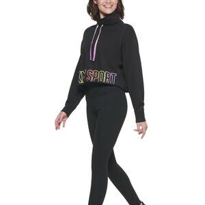 NWT DKNY Sport Women's Ombre Logo Funnel-Neck Pullover Black Size M $60 6C085